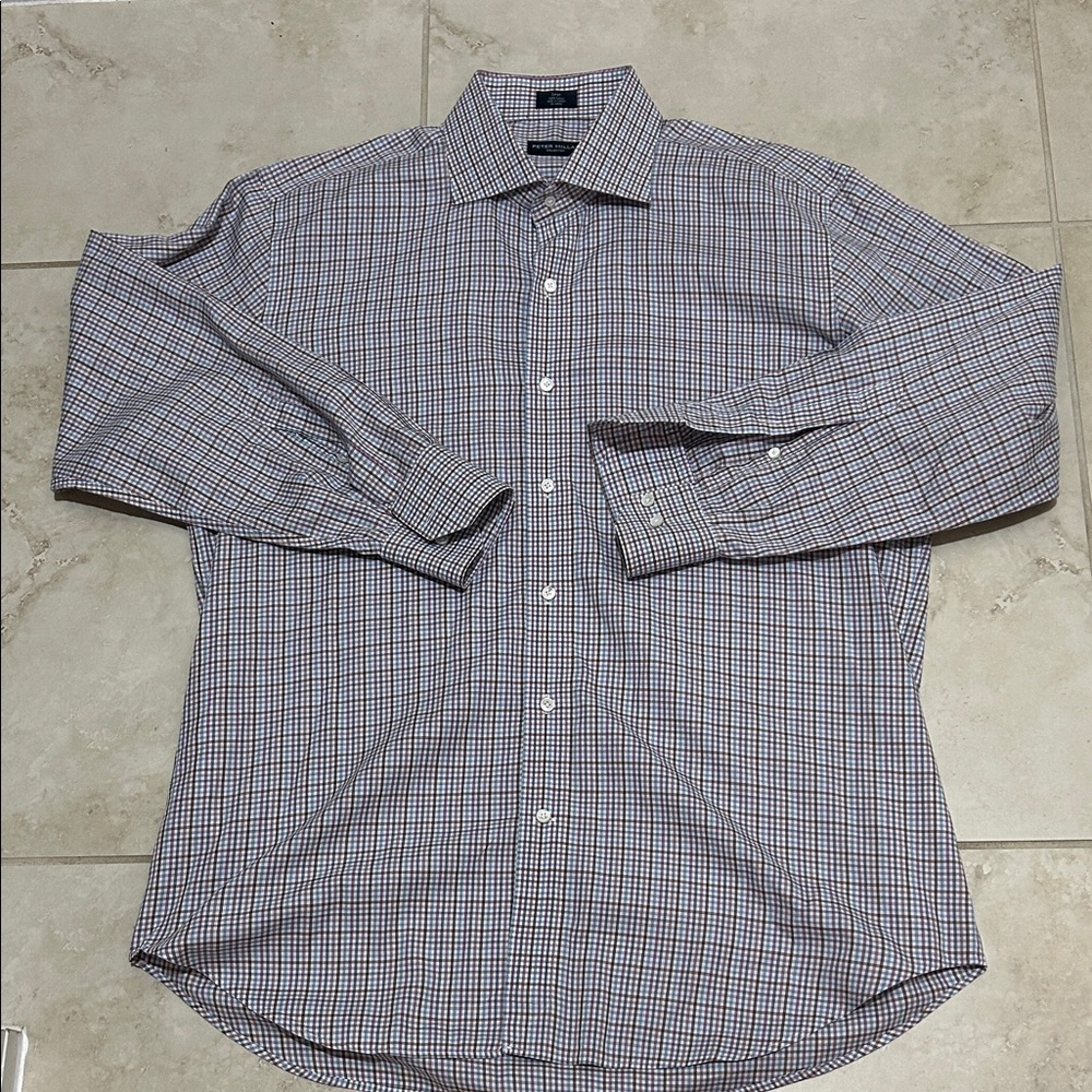 Peter Millar Collection White, Brown, Purple, Red, Blue Checkered Button Down